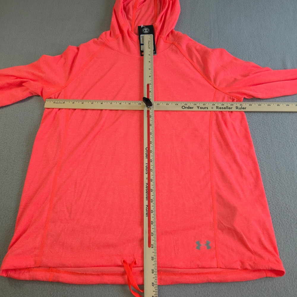 Under Armour Hoodie Womens XL Neon Pink HeatGear Loose Fit Drawstring Hem - Picture 5 of 5